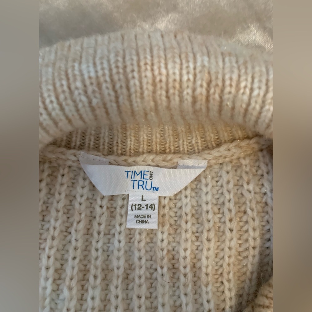 Time & Tru cable knit sweater with sailor collar size large EUC ME B59 - Picture 4 of 7